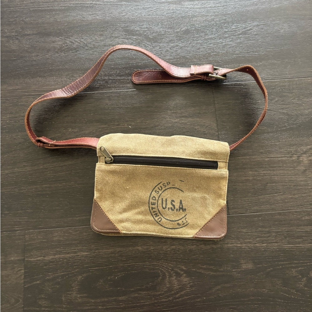 Mona B. Stamped Vintage Look Mini Crossbody Bag